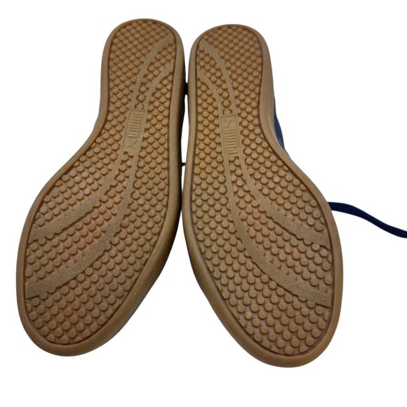 Puma Match Sneakers Women’s Size 7 Navy Suede Gold Snake Detail Gum Sole - Picture 12 of 13